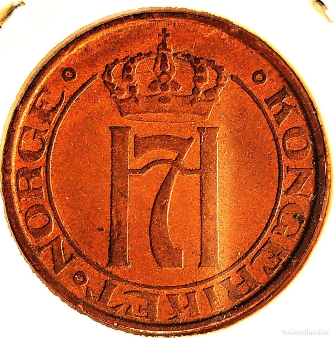 Monedas antiguas de Europa: NORUEGA (1906-1957) - 5 ORE 1939 - REY HAAKON VII - A - 8 GR. BRONCE - DIAMETRO 27 mm - KM#368 - MB