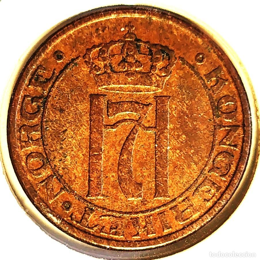 Monedas antiguas de Europa: NORUEGA (1906-1957) - 2 ORE 1950 - REY HAAKON VII - A - 4 GR. BRONCE - DIAMETRO 21 mm - KM#371 - MB
