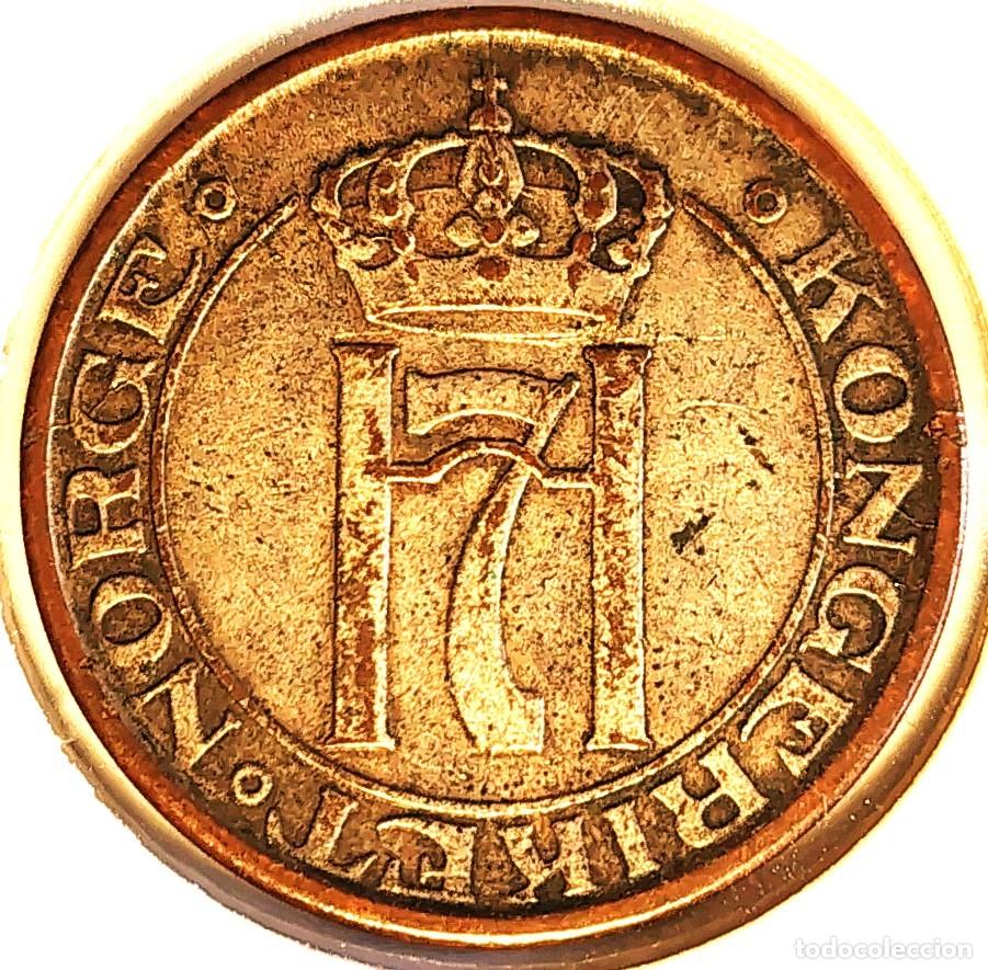 Monedas antiguas de Europa: NORUEGA (1906-1957) - 2 ORE 1947 - REY HAAKON VII - A - 4 GR. BRONCE - DIAMETRO 21 mm - KM#371 - MB