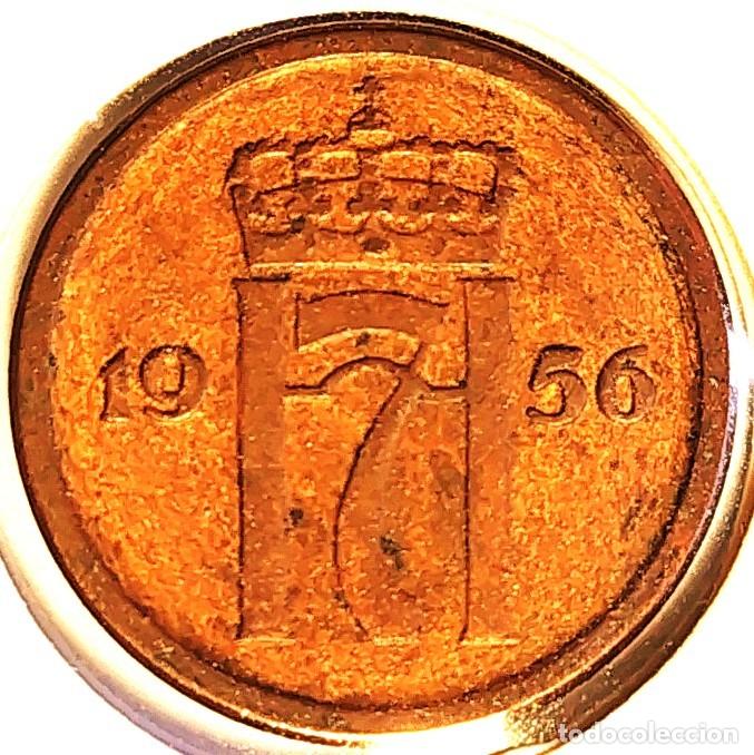 Monedas antiguas de Europa: NORUEGA (1906-1957) - 1 ORE 1956 - REY HAAKON VII - A - 2 GR. BRONCE - DIAMETRO 16 mm - KM#398 - MB
