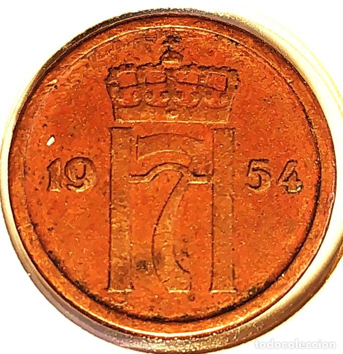 Monedas antiguas de Europa: NORUEGA (1906-1957) - 1 ORE 1954 - REY HAAKON VII - A - 2 GR. BRONCE - DIAMETRO 16 mm - KM#398 - MB