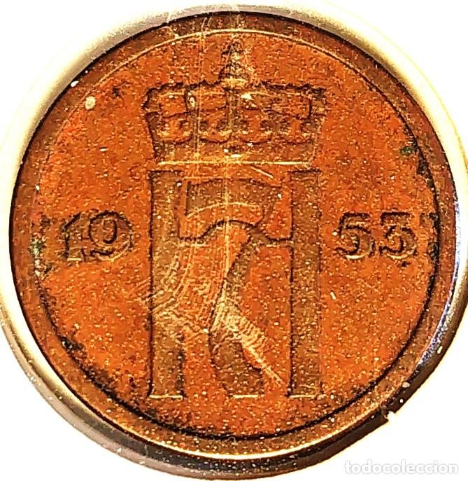 Monedas antiguas de Europa: NORUEGA (1906-1957) - 1 ORE 1953 - REY HAAKON VII - A - 2 GR. BRONCE - DIAMETRO 16 mm - KM#398 - MB