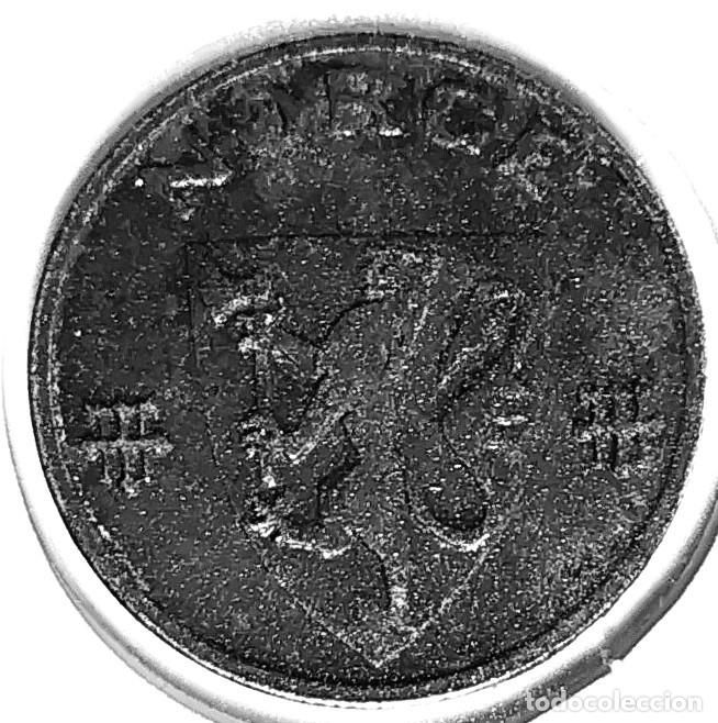 Monedas antiguas de Europa: NORUEGA (1906-1957) - 1 ORE 1942 - REY HAAKON VII - A - 1,74 GR. HIERRO - DIAMETRO 16 mm - KM#387