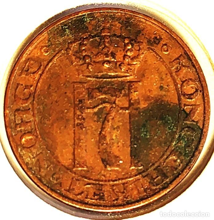 Monedas antiguas de Europa: NORUEGA (1906-1957) - 1 ORE 1937 - REY HAAKON VII - A - 2 GR. BRONCE - DIAMETRO 16 mm - KM#367 - MB