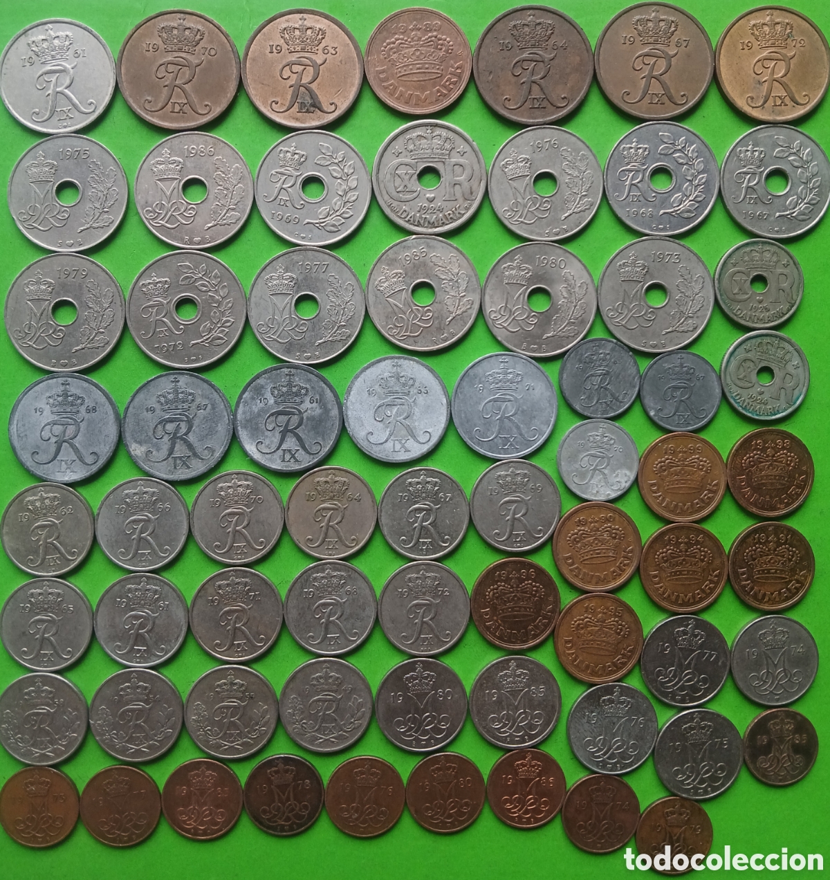 Monedas antiguas de Europa: Dinamarca lote 68 monedas/ diferentes fechas.