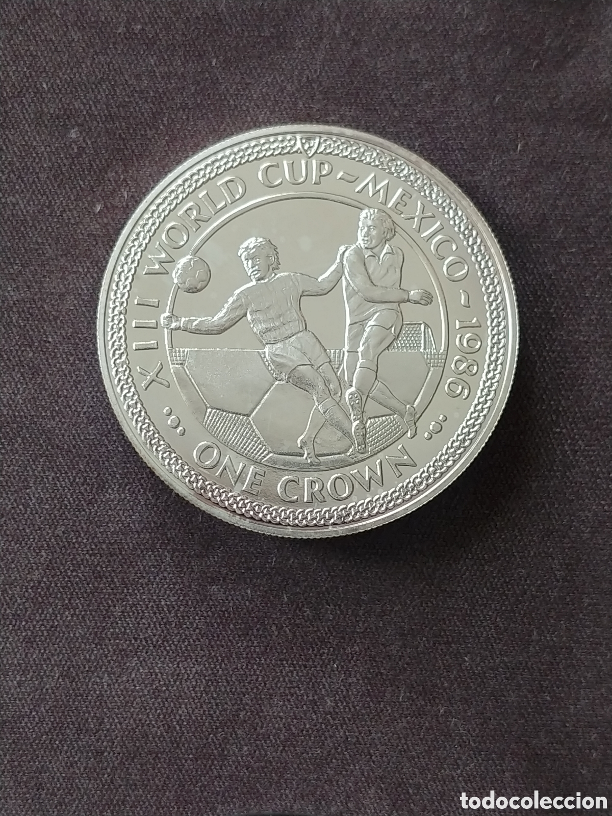 Monedas antiguas de Europa: Isla de Man, &rdquo;FIFA '86&rdquo;, One Crown 1986, Ag .925 mls., Proof, S/C