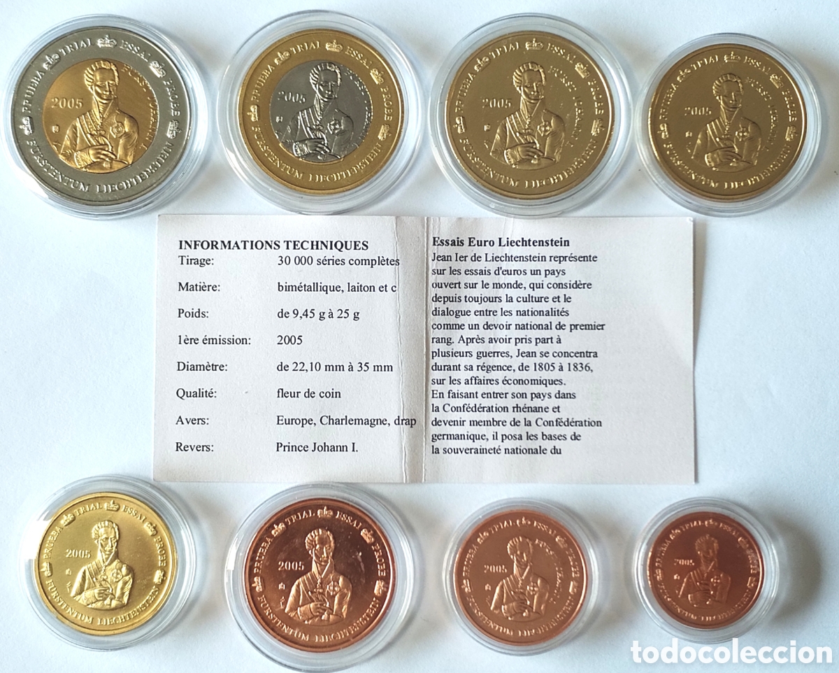 Monedas antiguas de Europa: Serie Exonumia Euros Prueba Liechtenstein