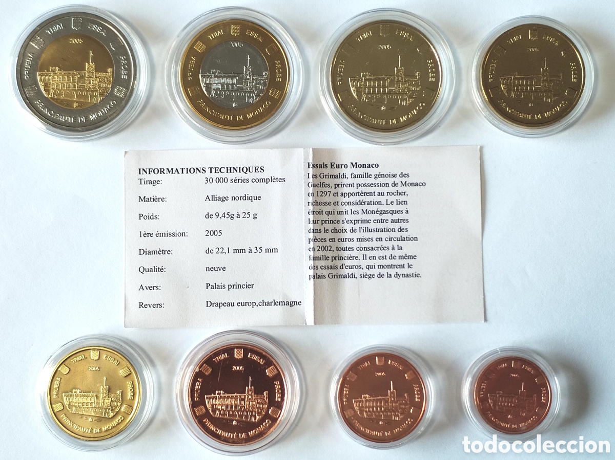 Monedas antiguas de Europa: Serie Exonumia Euros Prueba M&oacute;naco