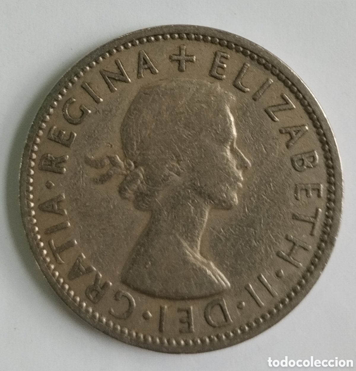 Monedas antiguas de Europa: MONEDA DEL REINO UNIDO TWO SHILLING ELISABET II 1954 (FOTO)