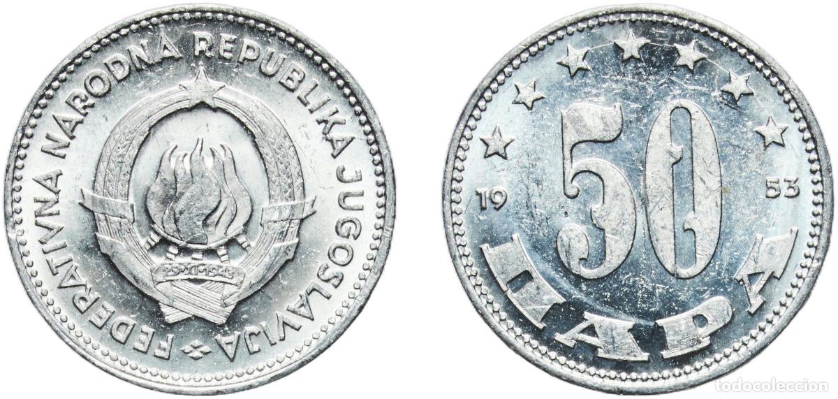 Monedas antiguas de Europa: Yugoslavia Federal Republic 1953 50 Para Aluminium (99 % Al) Belgrade Mint (60036000) 0.63g UNC Vis