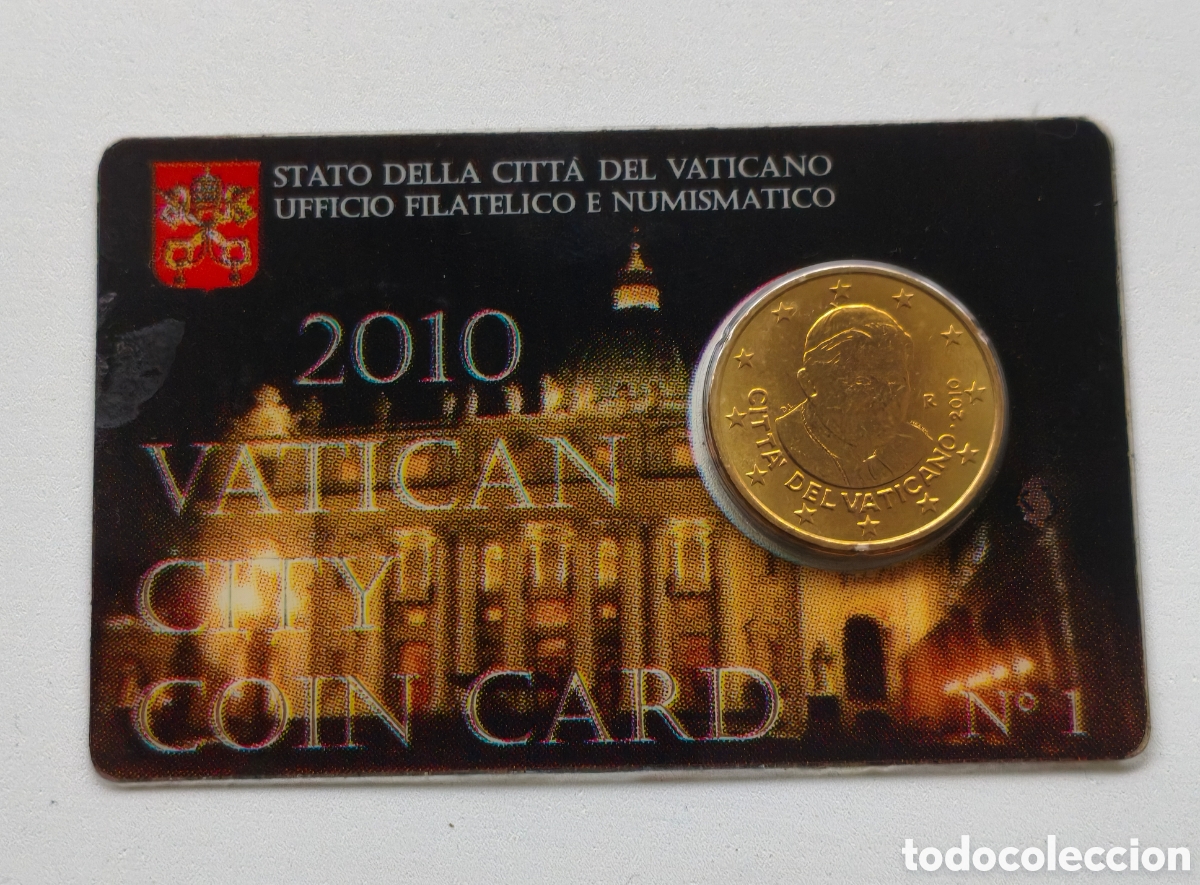 Monedas antiguas de Europa: COINCARD VATICANO 2010 50 C&Eacute;NTIMOS