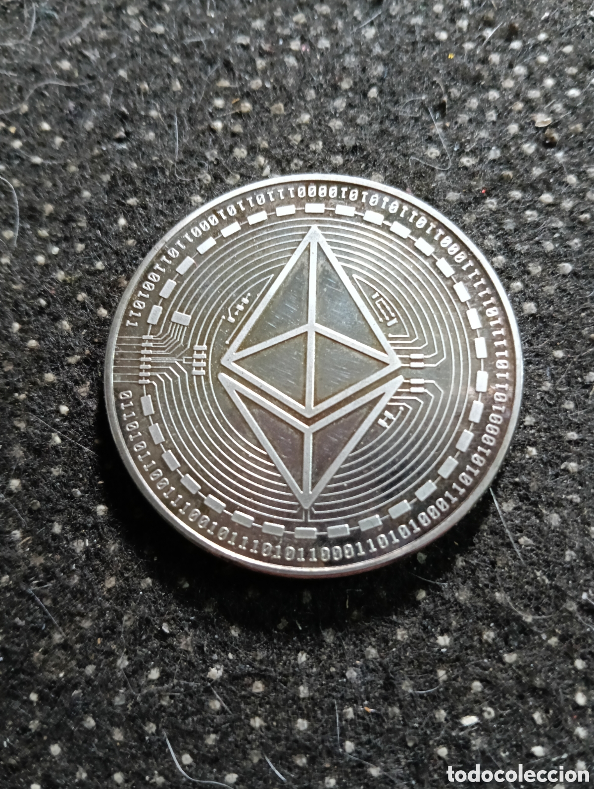 Monedas antiguas de Europa: Ethereum moneda f&iacute;sica de acero ba&ntilde;ada en plata 4 cm di&aacute;metro