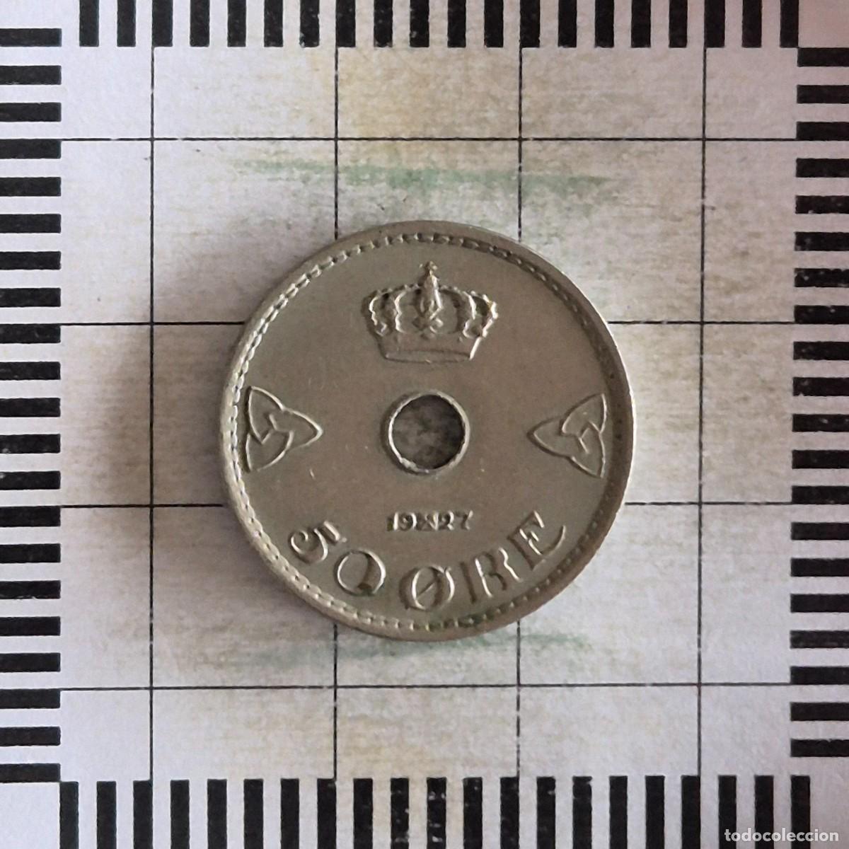 Monedas antiguas de Europa: 50 ORE, NORUEGA. HAAKON VII, 1927. (KM#386).