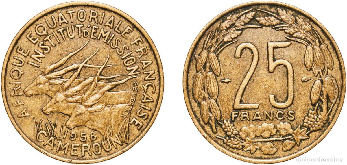 Monedas antiguas de Europa: Central African States French Equatorial Africa 1958 25 Francs Aluminium bronze Paris Mint (1200000