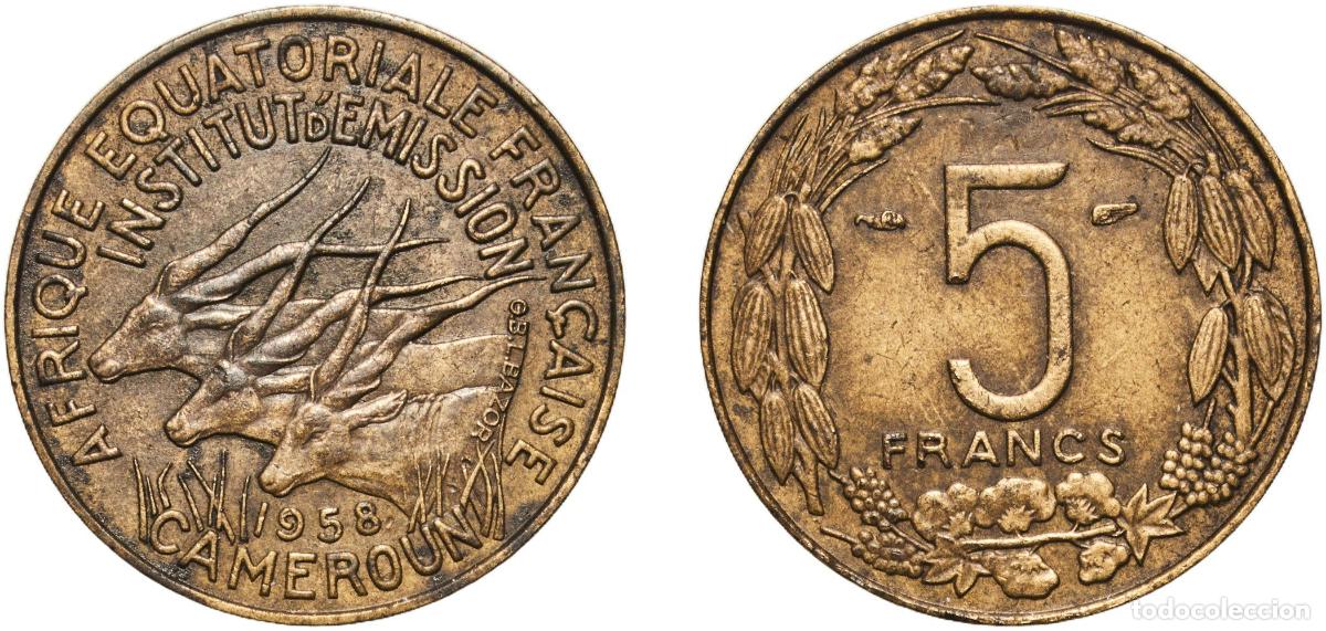 Monedas antiguas de Europa: Central African States French Equatorial Africa 1958 5 Francs Aluminium bronze Paris Mint (30000000