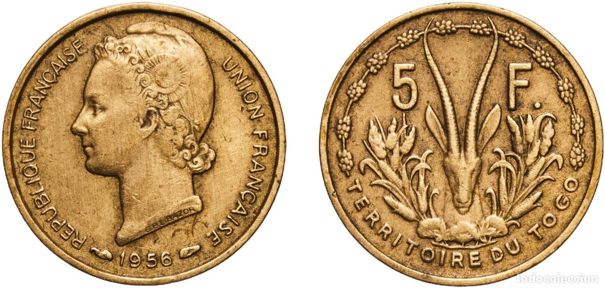 Monedas antiguas de Europa: Togo French Mandate 1956 5 Francs Aluminium bronze Paris Mint (10000000) 2.89g XF KM 6 Sch&ouml;n 6