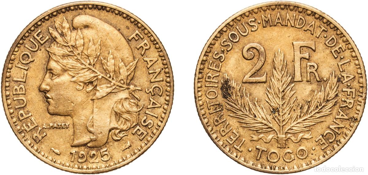 Monedas antiguas de Europa: Togo French Mandate 1925 2 Francs (Territoires sous mandat) Aluminium bronze Paris Mint (580154) 9.