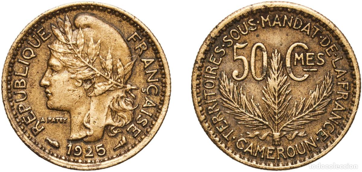 Monedas antiguas de Europa: Cameroon French colony 1925 50 Centimes Aluminium bronze Paris Mint (2500000) 2.46g XF Lec 3