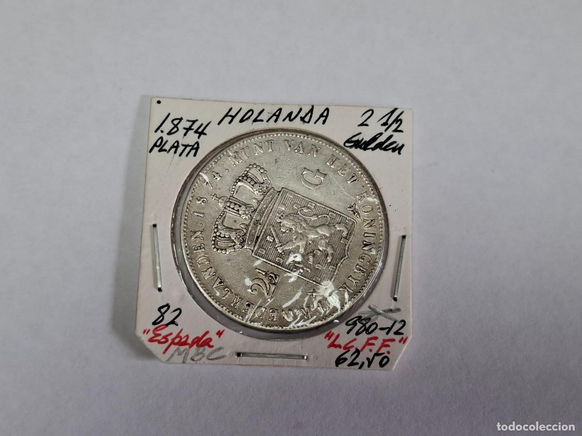 Monedas antiguas de Europa: 2 1/2 GULDEN de PLATA de 1874 KM 82 HOLANDA en MBC