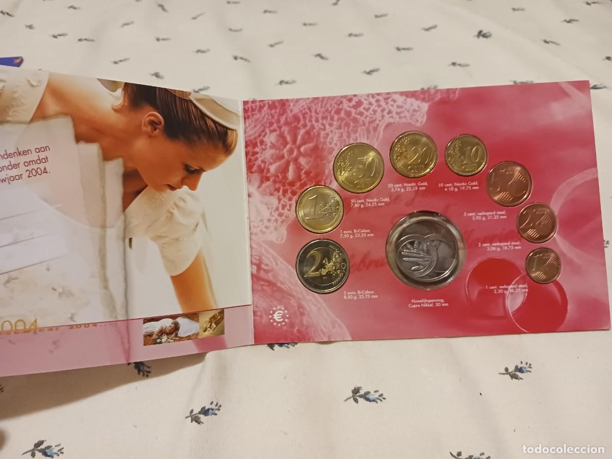 Monedas antiguas de Europa: Cartera Holanda a&ntilde;o 2004 1 c&eacute;ntimo a 2 euros &euro; + medalla. Boda real