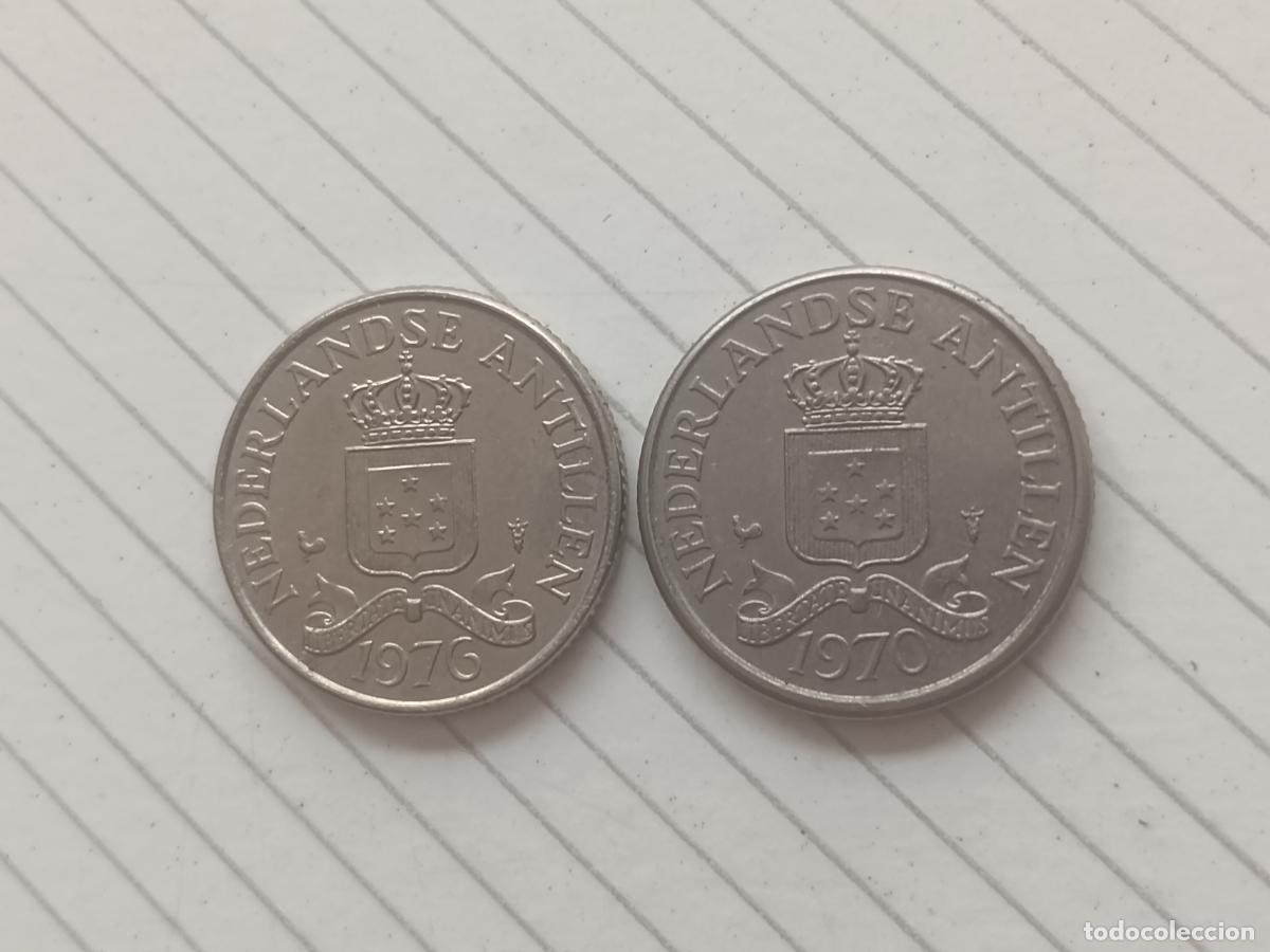 Monedas antiguas de Europa: Antillas holandesas. 25 cents 1970 y 1976
