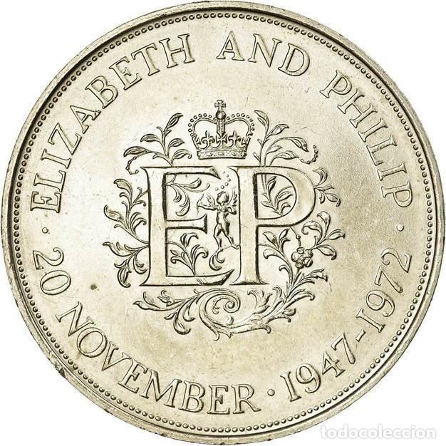 Monedas antiguas de Europa: REINO UNIDO - 25 PENCE 1972 KM917 - Aniversario de Plata de la Boda Real