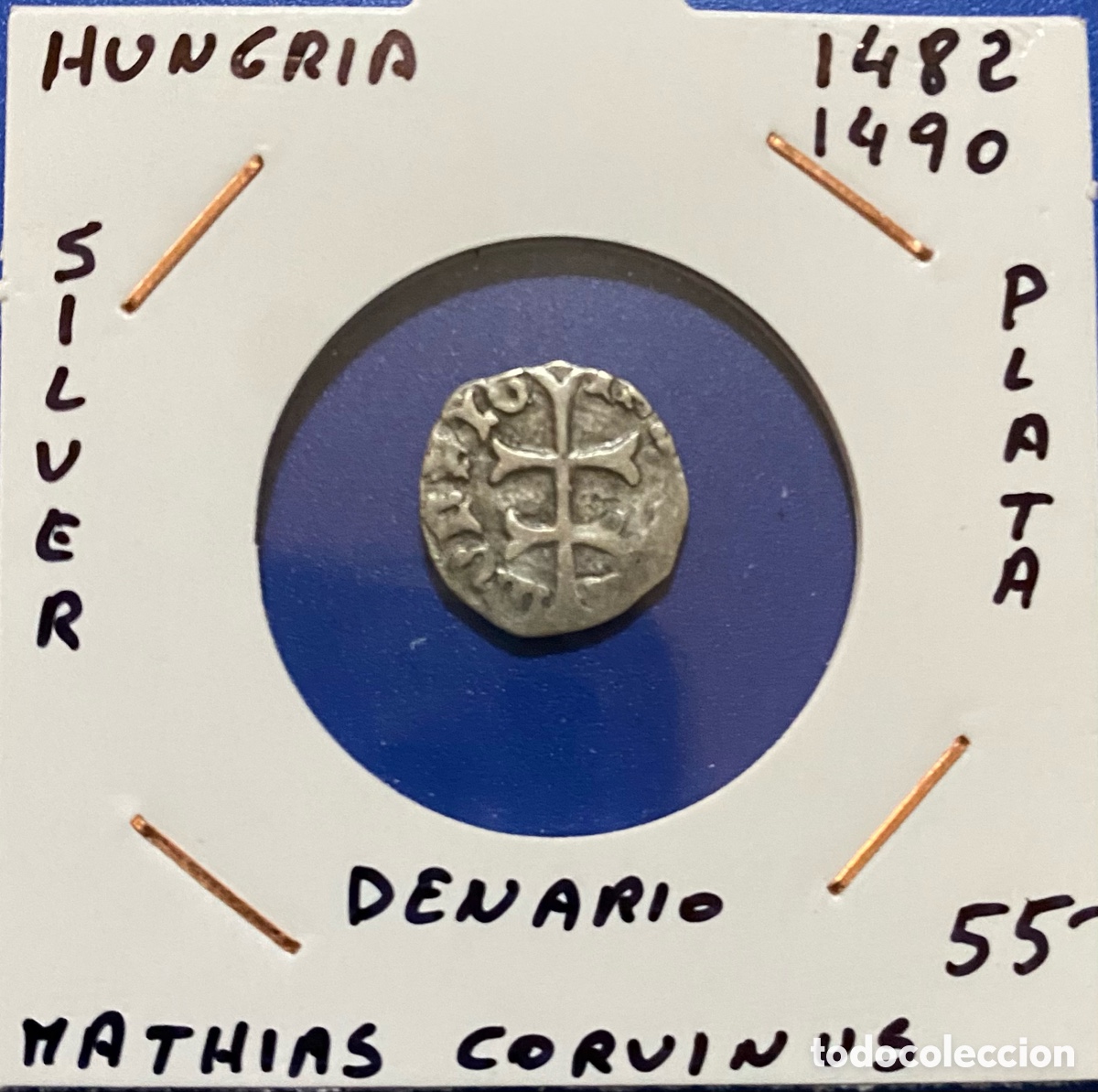 Monedas antiguas de Europa: Denario Hungria 1482-1490 Mathias Corvinus