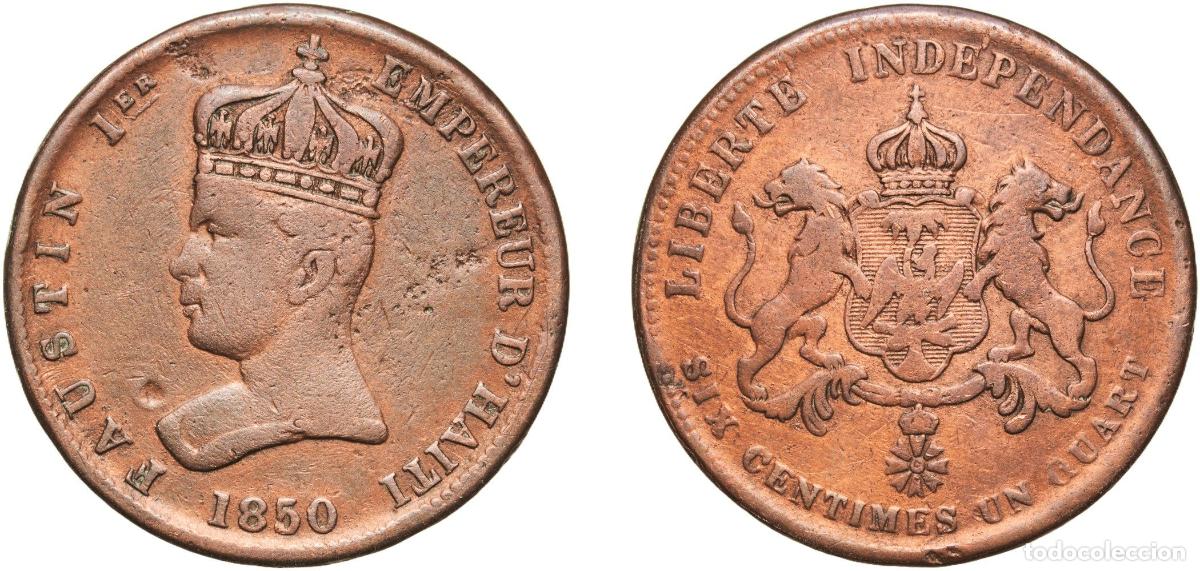Monedas antiguas de Europa: Haiti Empire 1850 6 &frac14; Centimes - Faustin I Bronze 14.97g VF KM 38