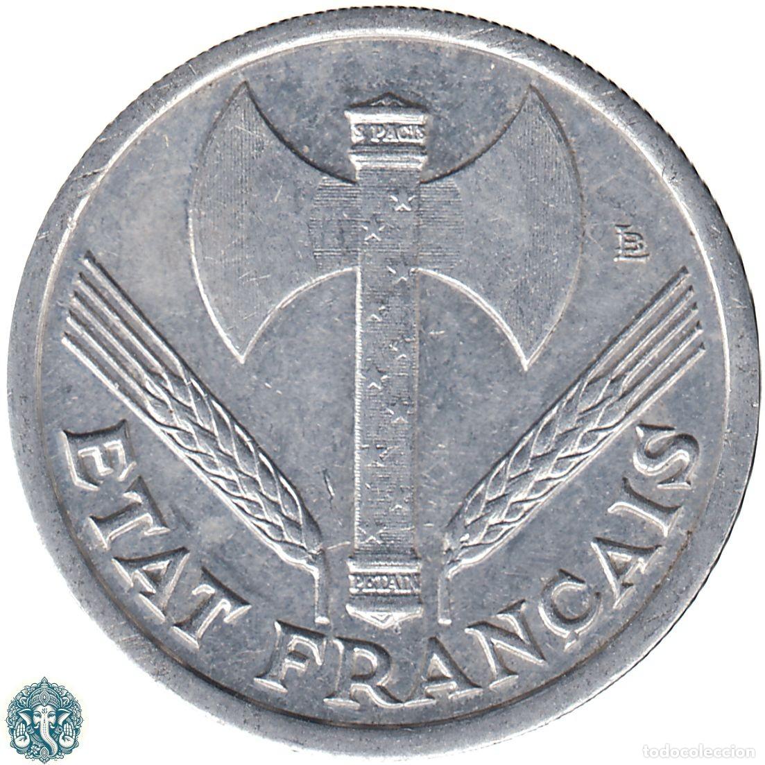 Monedas antiguas de Europa: FRANCIA 1 Franco 1943 KM#902.1 ESTADO FRANC&Eacute;S VICHY