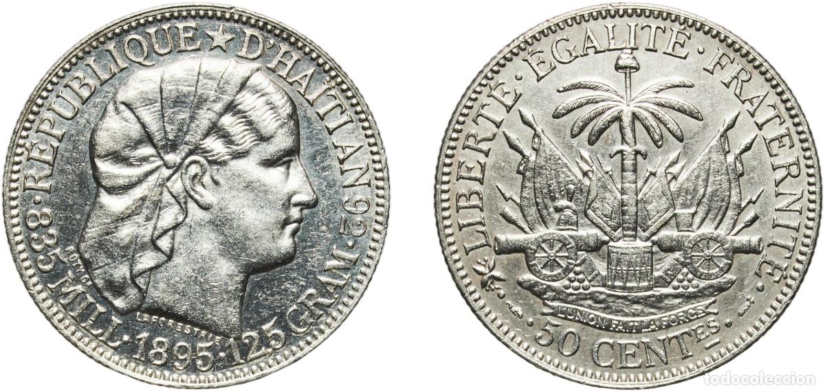 Monedas antiguas de Europa: Haiti First Republic 1895 50 Centimes Silver (.835) Paris Mint (900000) 12.48g AU KM 47