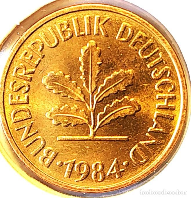 Monedas antiguas de Europa: ALEMANIA (1948-1989) - 5 PFENNIG 1984 D - A - 3 GR. ACERO BRONCEADO - DIAMETRO 18,50 mm - KM#107