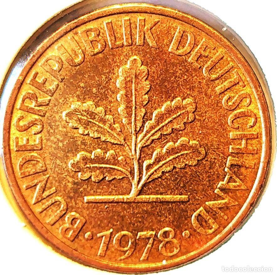Monedas antiguas de Europa: ALEMANIA (1948-1989) - 10 PFENNIG 1978 G - A - 4 GR. ACERO BRONCEADO - DIAMETRO 21,50 mm - KM#108
