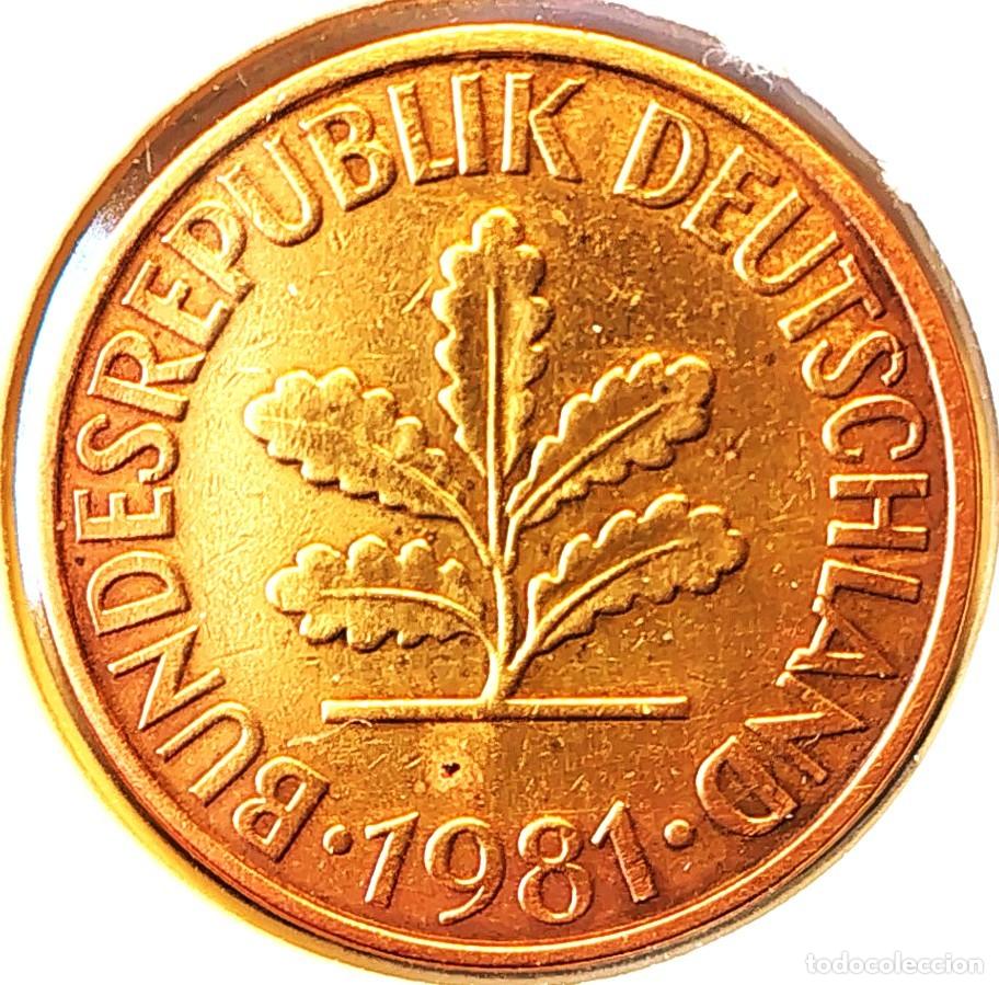 Monedas antiguas de Europa: ALEMANIA (1948-1989) - 10 PFENNIG 1981 D - A - 4 GR. ACERO BRONCEADO - DIAMETRO 21,50 mm - KM#108