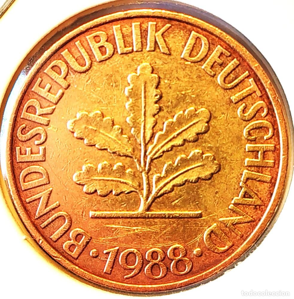 Monedas antiguas de Europa: ALEMANIA (1948-1989) - 10 PFENNIG 1988 F - A - 4 GR. ACERO BRONCEADO - DIAMETRO 21,50 mm - KM#108