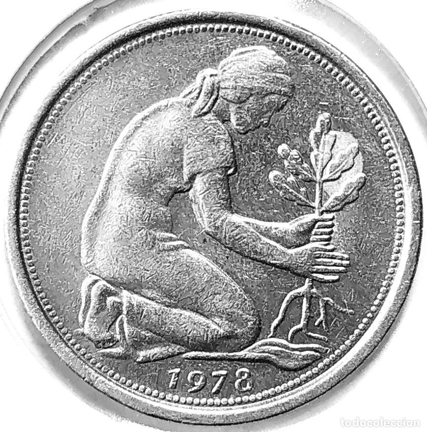 Monedas antiguas de Europa: ALEMANIA (1948-1989) - 50 PFENNIG 1978 F - A - 3,50 GR. COBRE-NICKEL - DIAMETRO 20 mm - KM#109.2