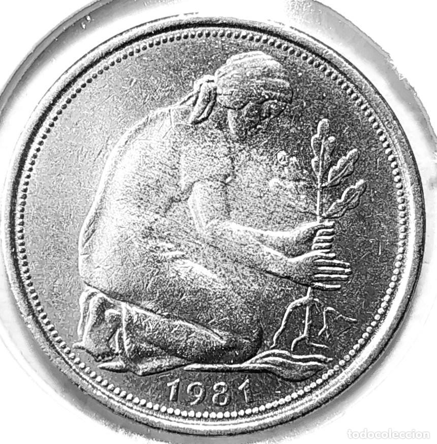 Monedas antiguas de Europa: ALEMANIA (1948-1989) - 50 PFENNIG 1981 J - A - 3,50 GR. COBRE-NICKEL - DIAMETRO 20 mm - KM#109 - MB