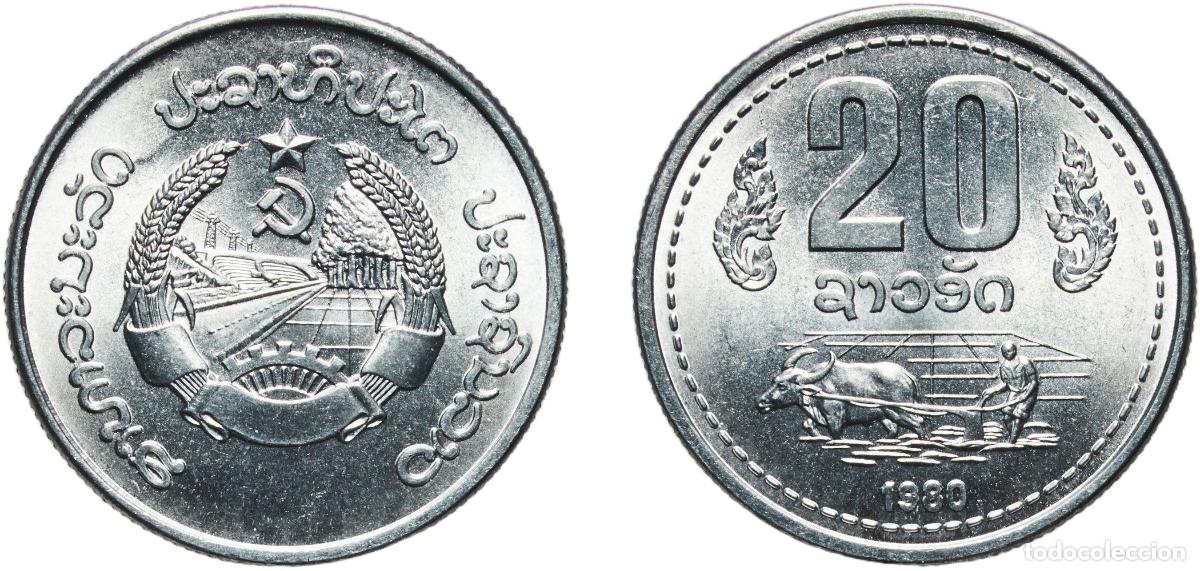 Monedas antiguas de Europa: Laos People&rsquo;s Democratic Republic 1980 20 Att Aluminium 1.6g UNC KM 23 Sch&ouml;n 20