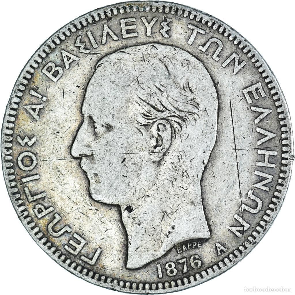 Monedas antiguas de Europa: [#1063511] Moneda, Grecia, George I, 5 Drachmai, 1876, Paris, BC+, Plata, KM:46