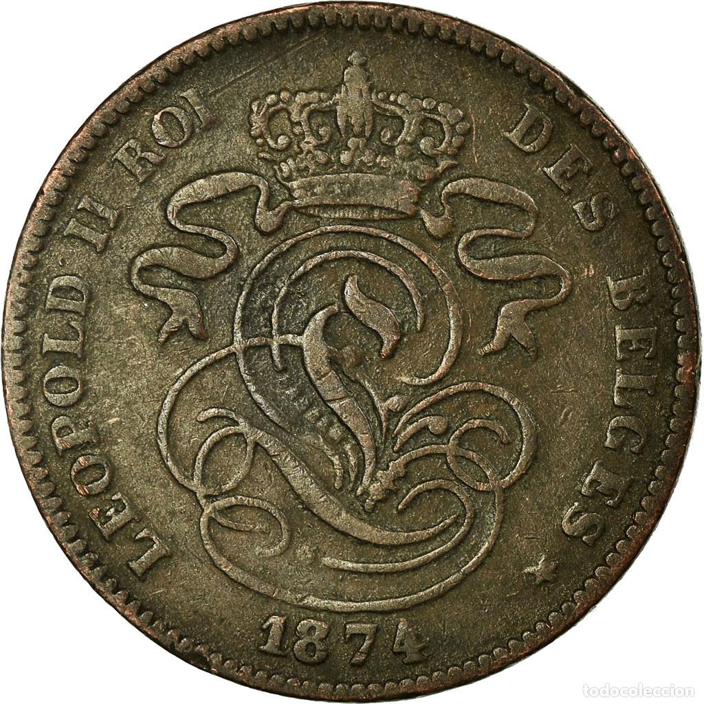 Monedas antiguas de Europa: [#689280] Moneda, B&eacute;lgica, Leopold II, 2 Centimes, 1874, BC+, Cobre, KM:35.1