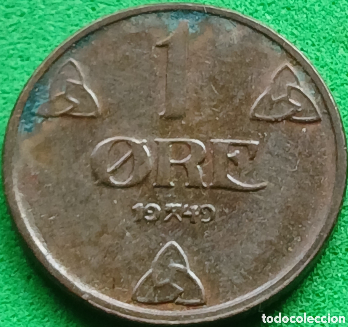 Monedas antiguas de Europa: Noruega 1 ore 1949 km#367 poco com&uacute;n