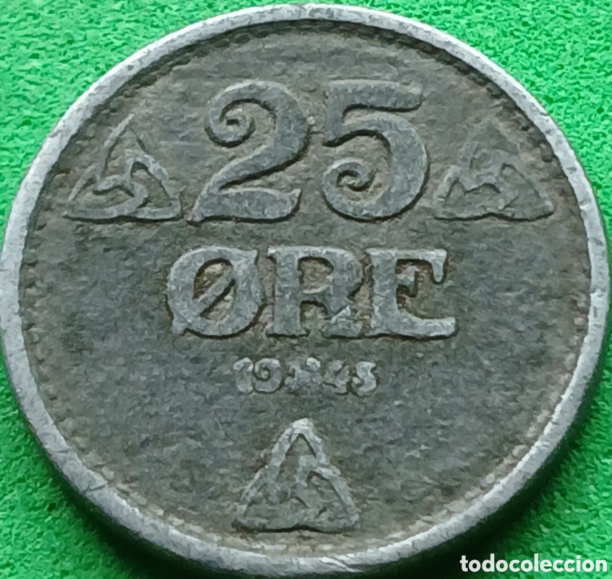 Monedas antiguas de Europa: Noruega 25 ore 1945 km#395 ESCASA!!