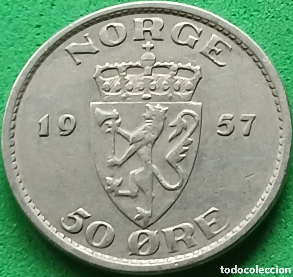 Monedas antiguas de Europa: Noruega 50 ore 1957 km#402