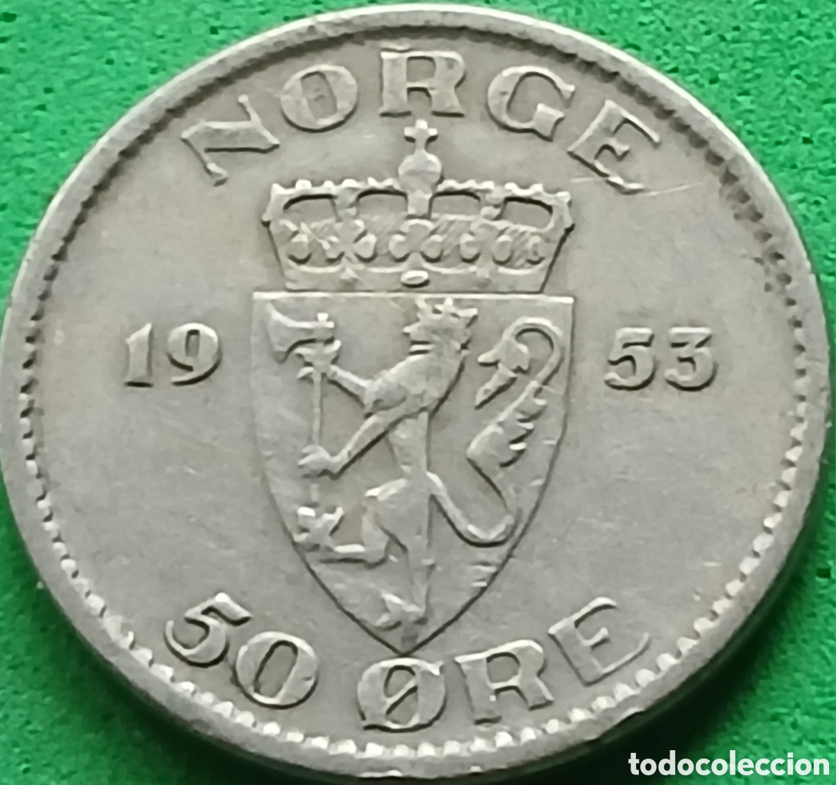 Monedas antiguas de Europa: Noruega 50 ore 1953 km#402