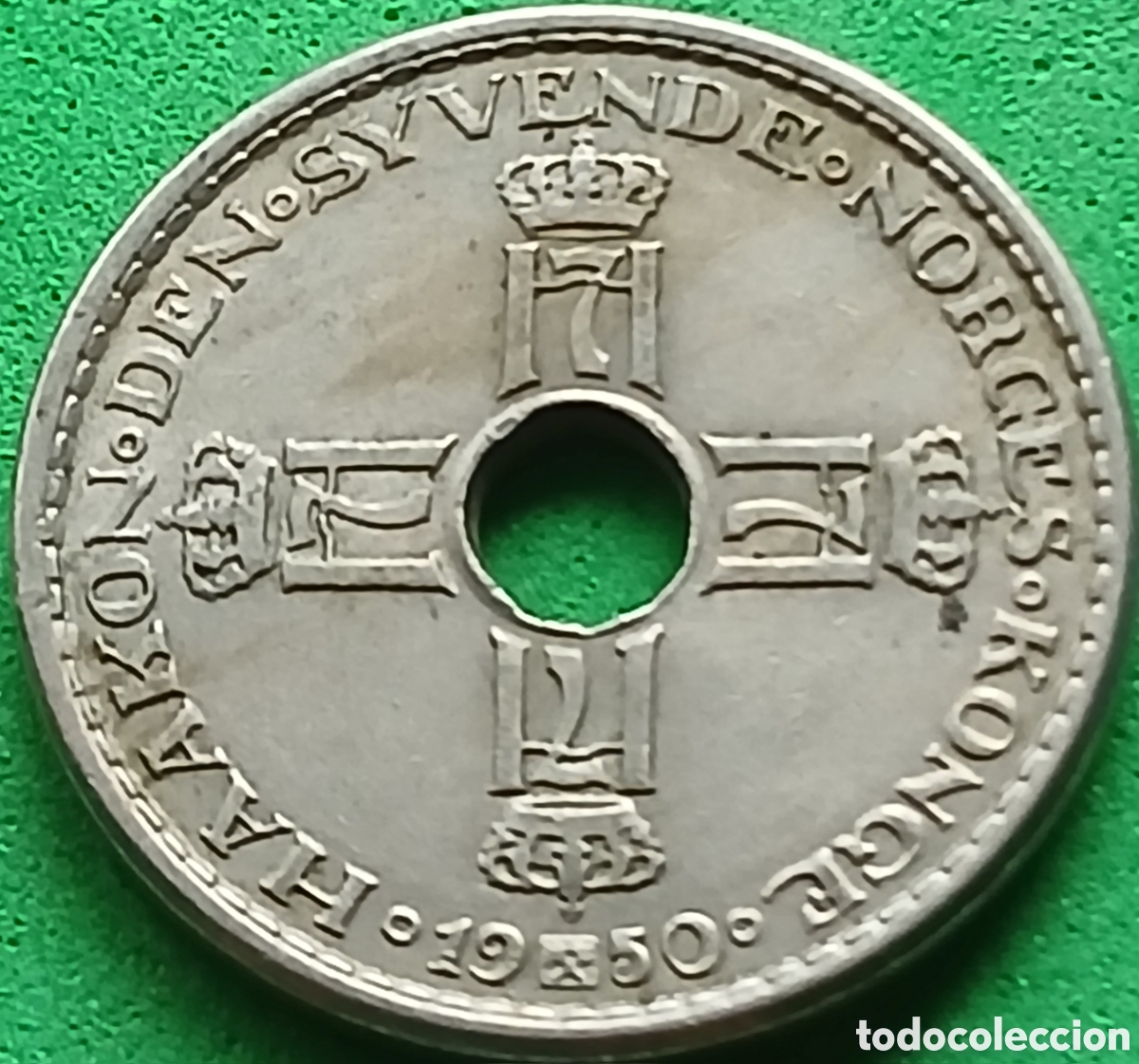 Monedas antiguas de Europa: Noruega 1 corona 1950 km#385