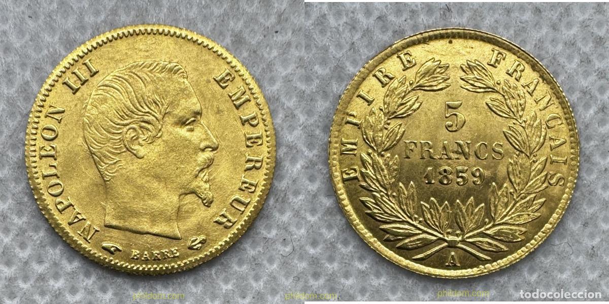 Old Coins of Europe: 5364 FRANCIA 1859 FRANCE 5 FRANCS NAPOLEON III 1859