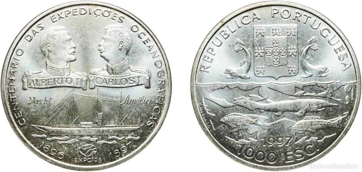Monedas antiguas de Europa: Portugal Third Republic 1997 INCM 1000 Escudos (Oceanographic Expeditions) Silver (.500) Lisbon Min