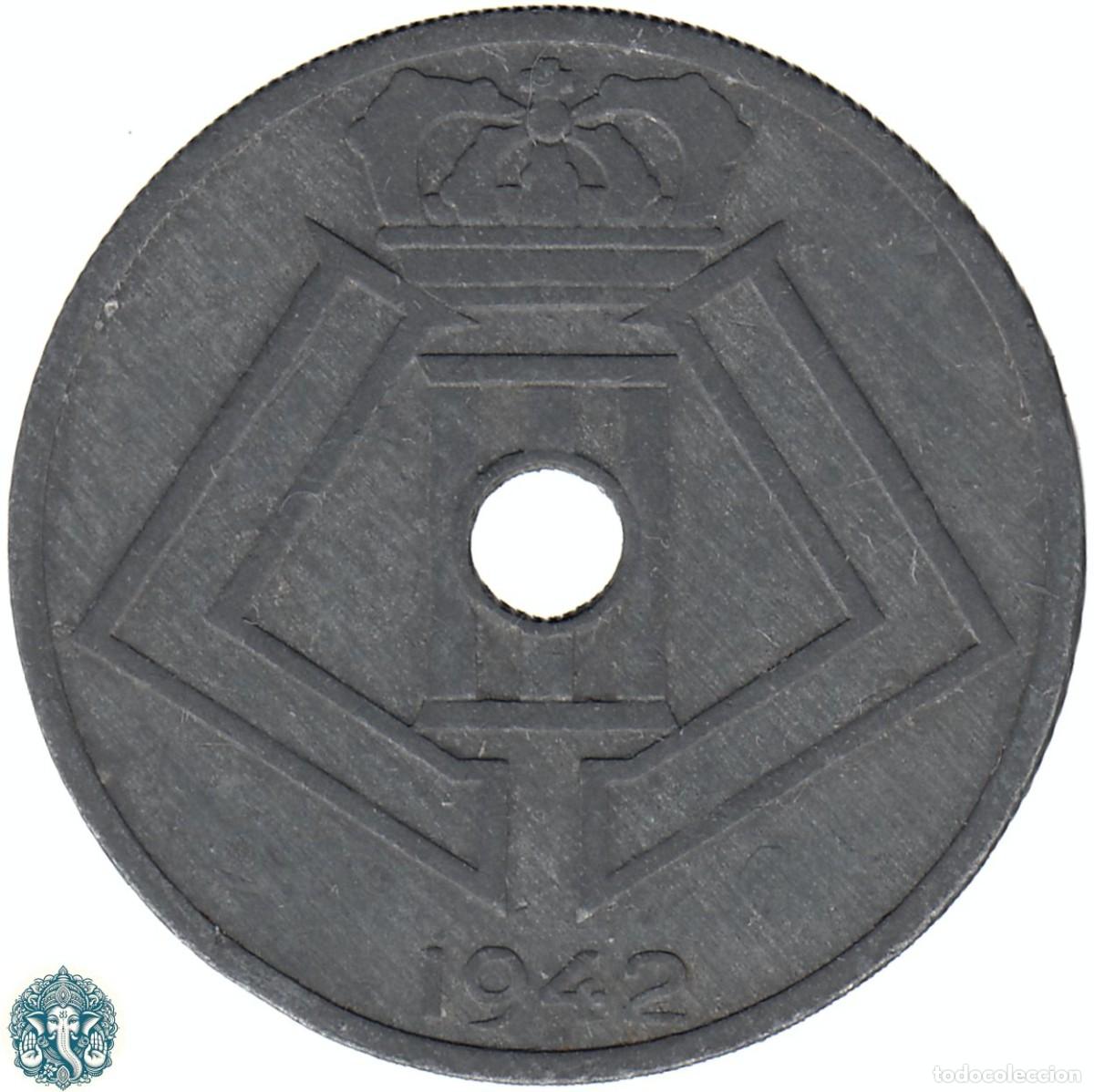 Monedas antiguas de Europa: B&Eacute;LGICA 25 C&eacute;ntimos 1942 Leopoldo III KM#131 Leyenda Belgique - Belgie