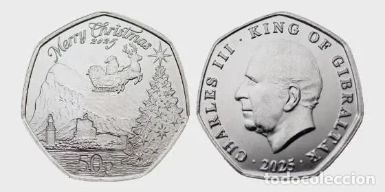 Monedas antiguas de Europa: GIBRALTAR 50 pence 2025 NAVIDAD - Fifty pence Christmas - CHARLES III