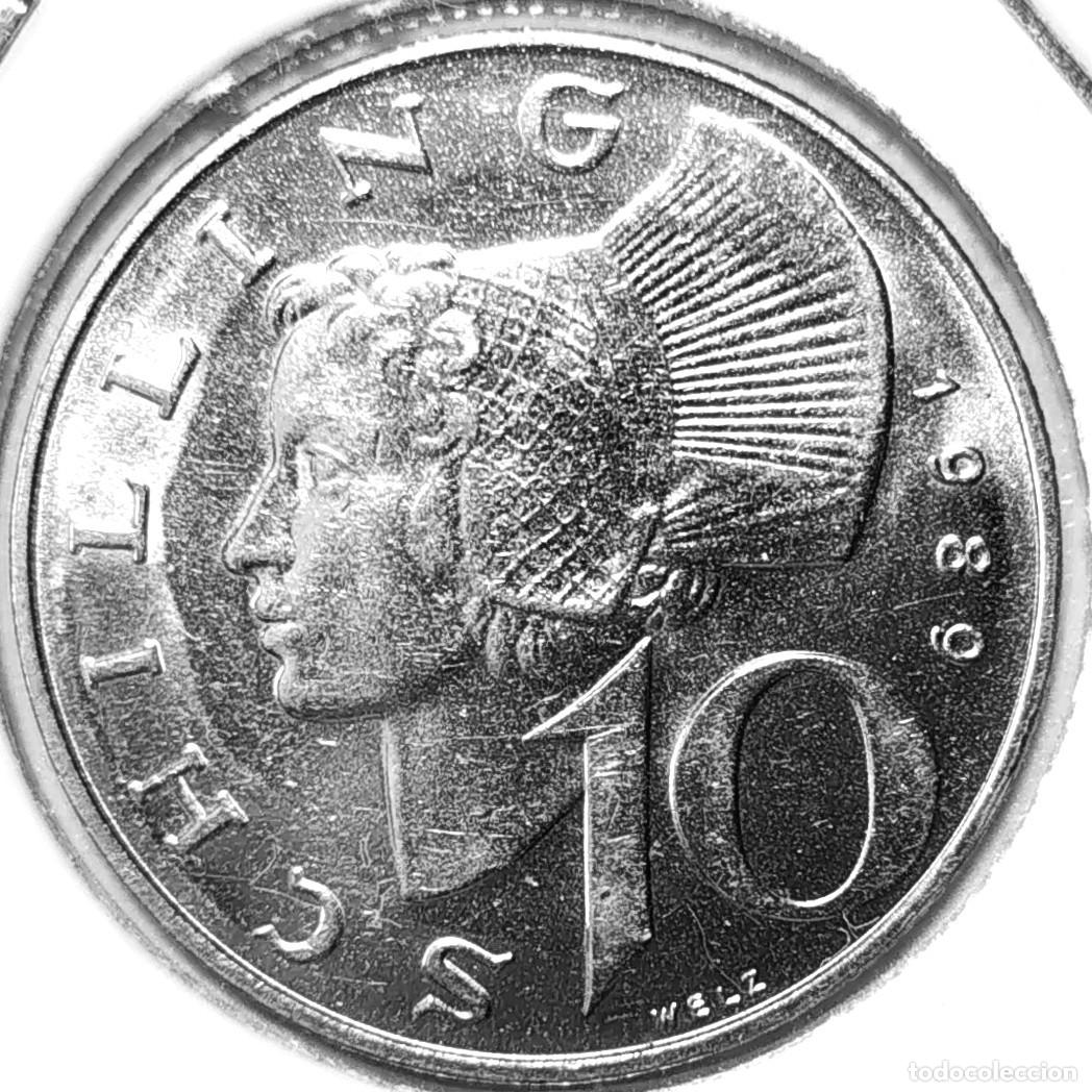 Moedas antigas da Europa: AUSTRIA (1946-2001) - 10 SCHILLING 1989 - A - 6,20 GR. CUPRONIQUEL - DIAMETRO 25,80 mm - KM#2918