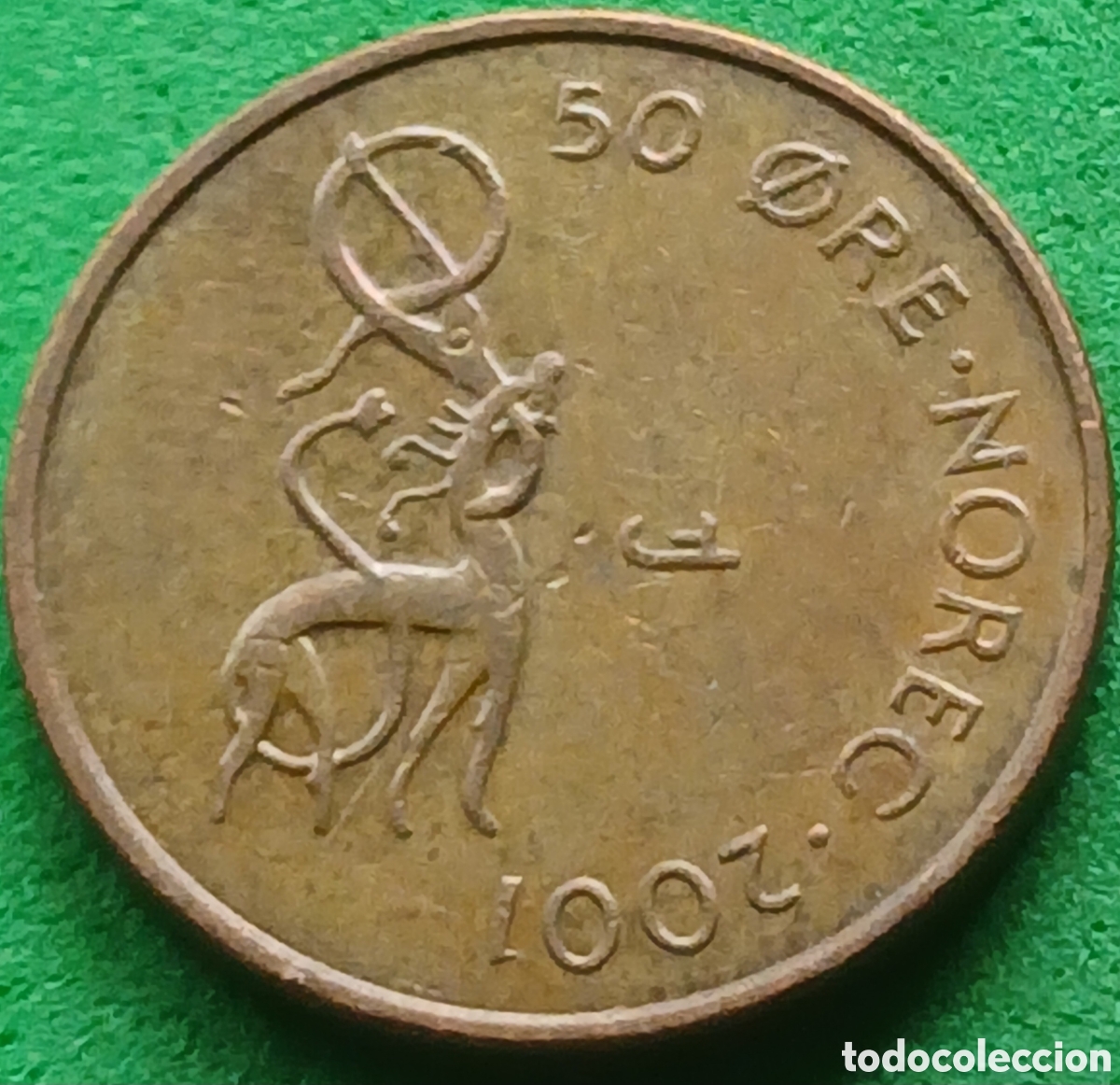 Monedas antiguas de Europa: Noruega 50 ore 2001 km#460 marca &rdquo;estrella &rdquo;